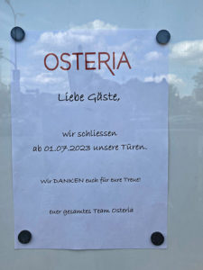 Geschlossen: Osteria, Ecke Würmtal-/Fürstenrieder St.